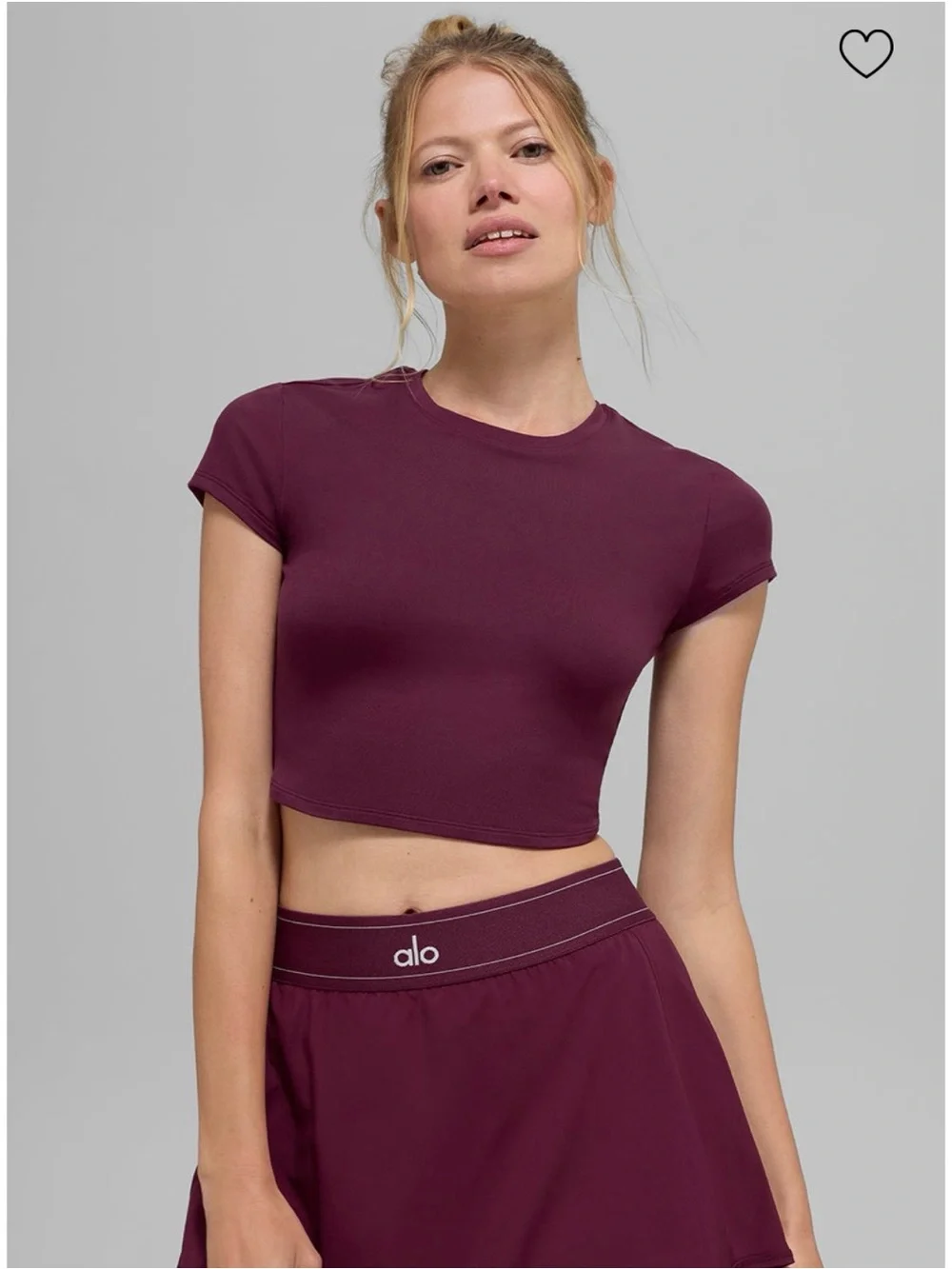 Alo Alosoft Crop Finesse Short Sleeve Burgundy